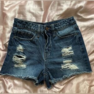 Distressed Denim Shorts